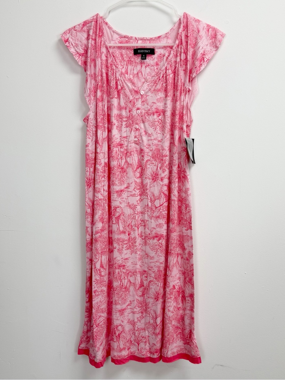 Ellen Tracy Nightgown Womens Small Pink Elephant Pattern Pajamas NWT N10025